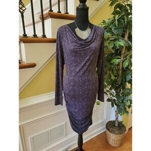 MICHAEL KORS shift dress ruched stretch modern L